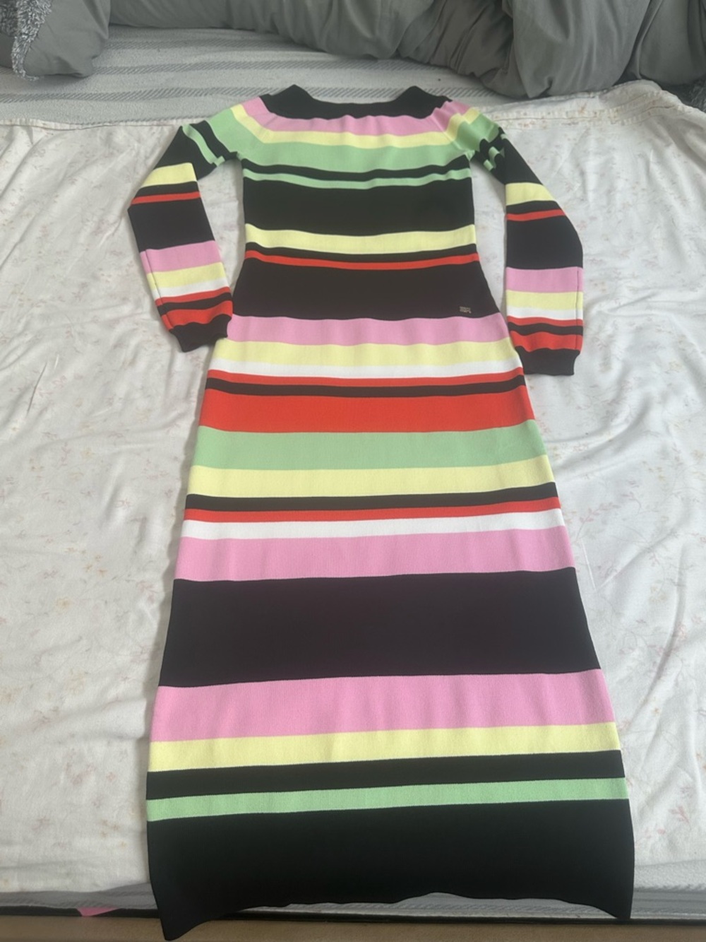 Striped Long Sleeve Midi Dress - Black, Pink & Multi Sonia Rykiel